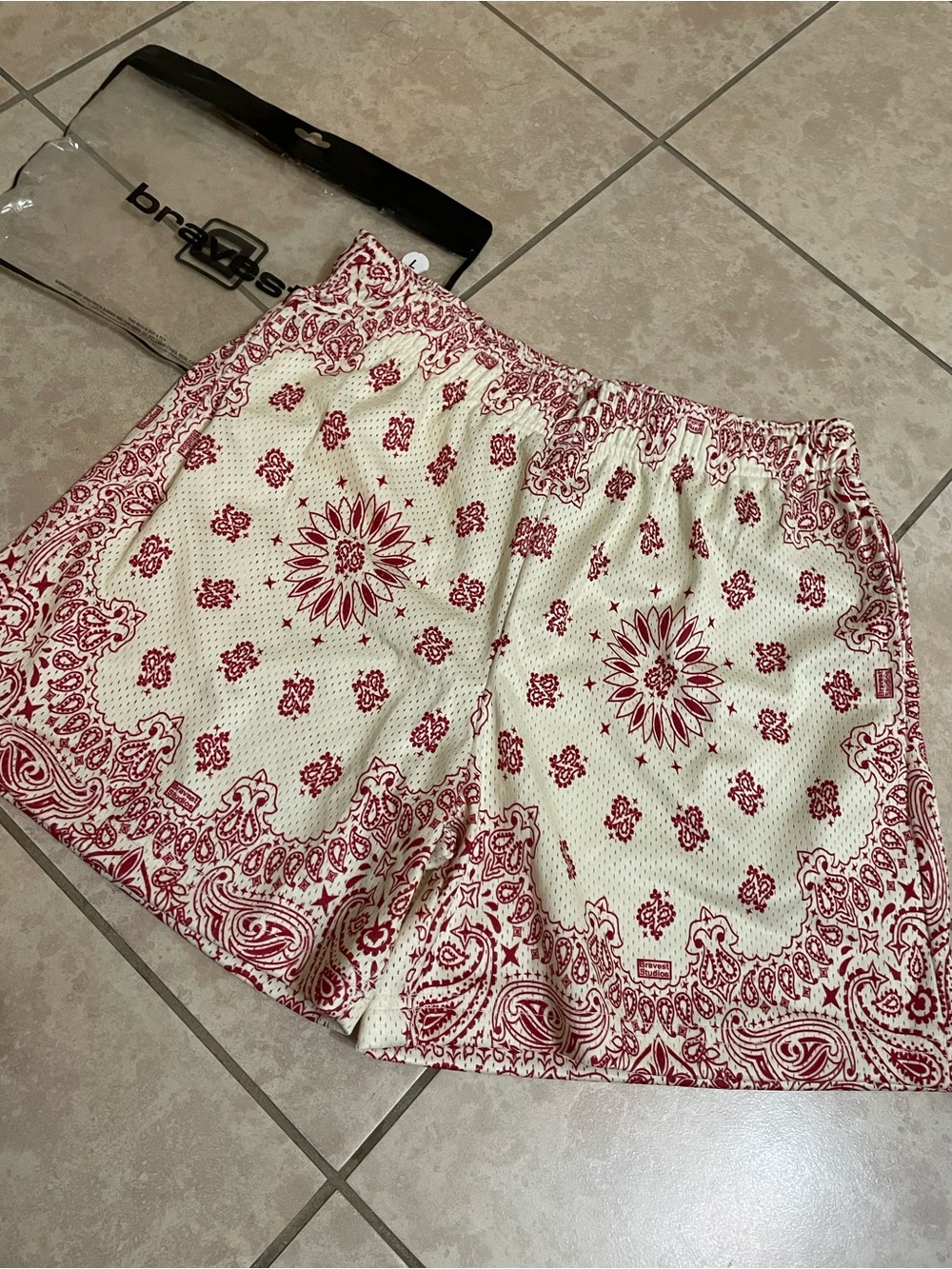 Bravest Studios Red Bandana-Print Athletic Shorts
